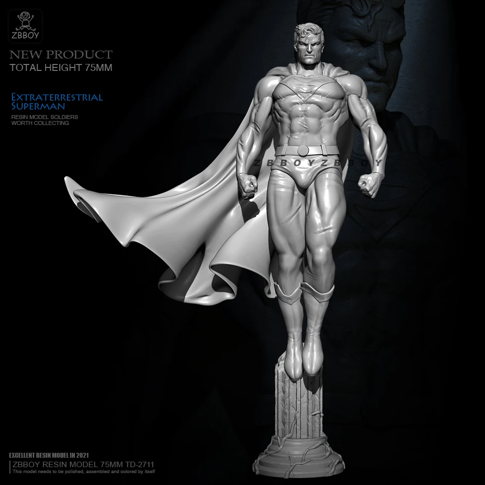 1/10 about 50mm Resin Figure Model Kit BUST Superhero Superman Unpainted 