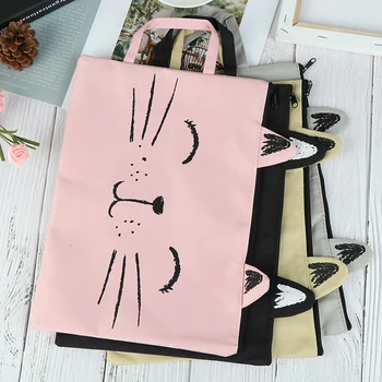 

32.5*24cm Washable A4 Cat Canvas Fabric File Bag File Folder Document Notebook Storage Organizer Bag Office School Supplies