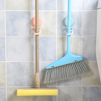 

Bathroom Storage Home Wall Mounted Organizer Clamp Self Adhesive Nail-free Door Mop Hook Broom Holder Traceless Brush