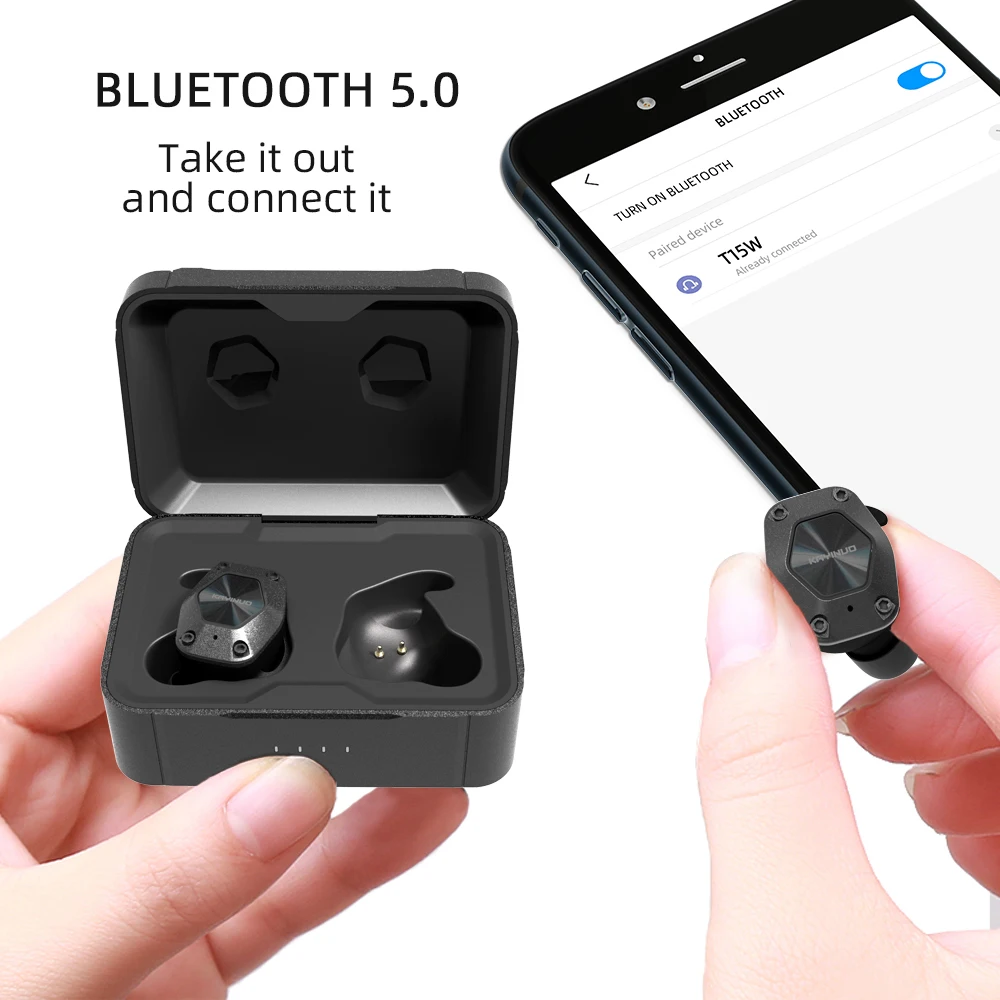 KAYINUO 9D стерео TWS с функцией подавления шума Спортивные наушники bluetooth 5,0 Беспроводной наушники с шумоподавлением Беспроводной наушники с зарядный чехол