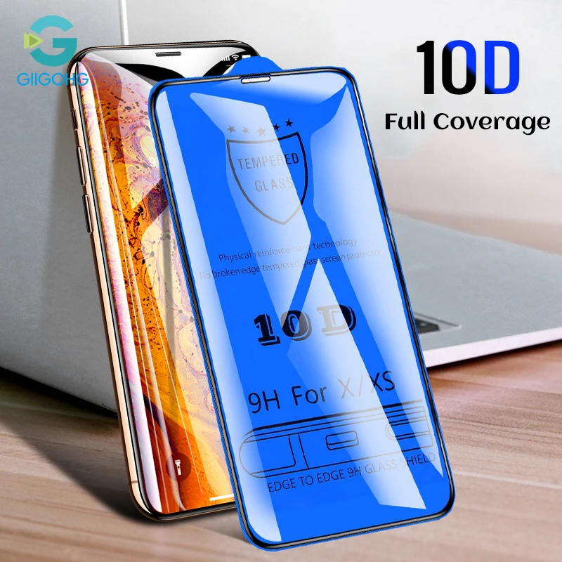 Real 10D Tempered Glass For iPhone 11 Pro Max XS XR X Screen Protector for 6 6s 7 8 Plus Full Cover Protective film |