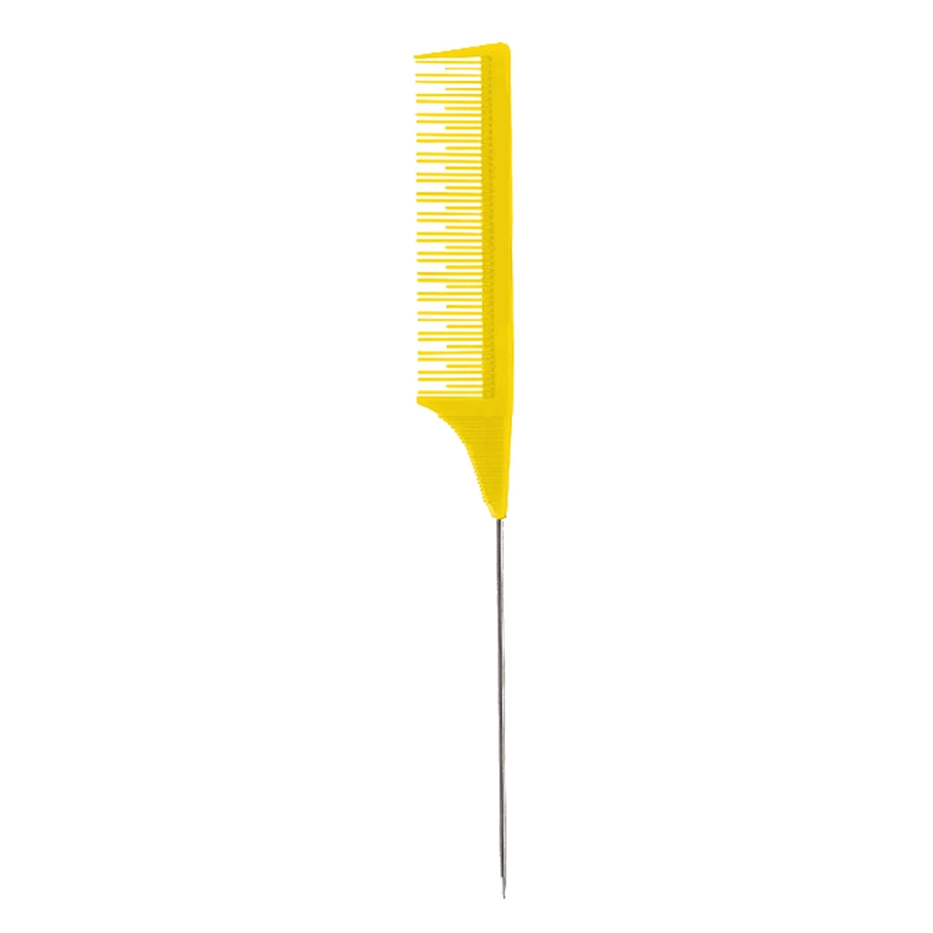 Rat Tail Comb Carbon Fiber Teasing Combs with Stainless Steel Pins for Most Hair Types