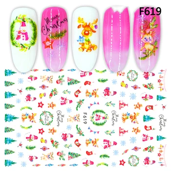 

3D Nail Sticker Decals Christmas Tree Snowman Sock Nail Art Decorations Stickers Slider Manicure Accessories Nails Decoraciones