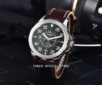 

Parnis 44mm Mechanical Watch Newest GMT Automatic Watch Waterproof Mechanical Wrist Watch Montre Homme Sapphire glass