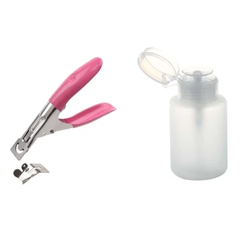 

1Pcs Acrylic Uv Gel False Nail Tip Clipper Cutter & 1Pcs 150Ml Nail Art Makeup Polish Plastic Pump Dispenser Bottle Remover