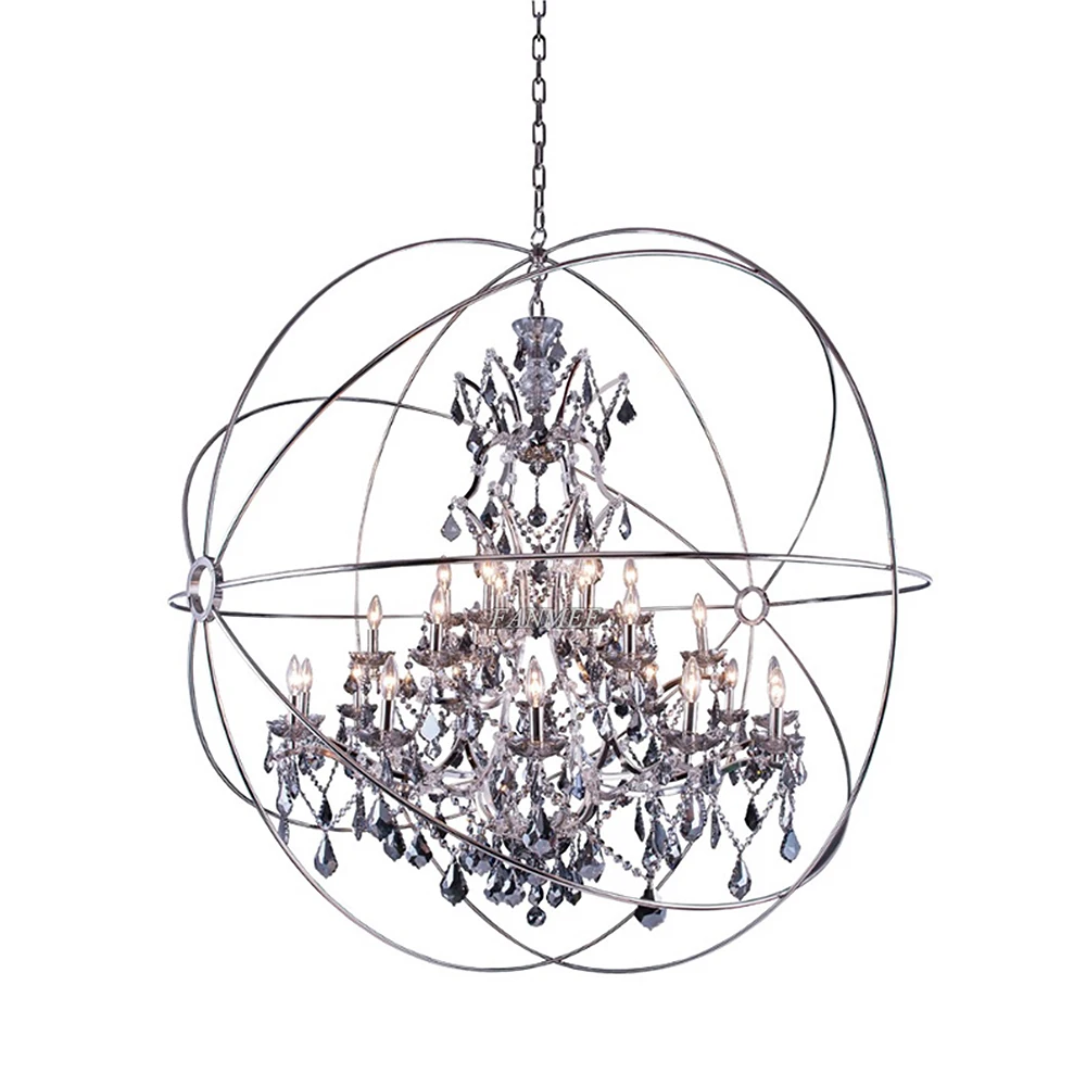 Дымчатый хрустальная люстра ретро светильник ing светодиодный Винтаж хром Сфера