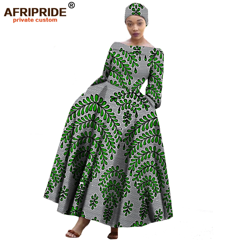 AFRIPRIDE Африканское Макси платье для женщин с длинным рукавом длиной до лодыжки вечерние длинное платье размера плюс с небольшим платком A722559