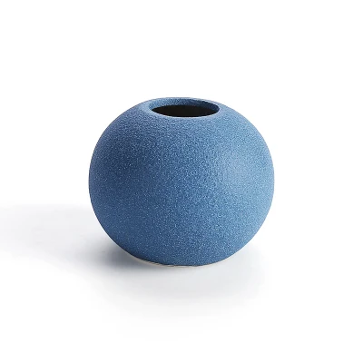 Europe small vase Grind glaze ceramics Black blue Grey vases Flower arts and crafts home decoration accessories modern - Цвет: A 38x78x95mm