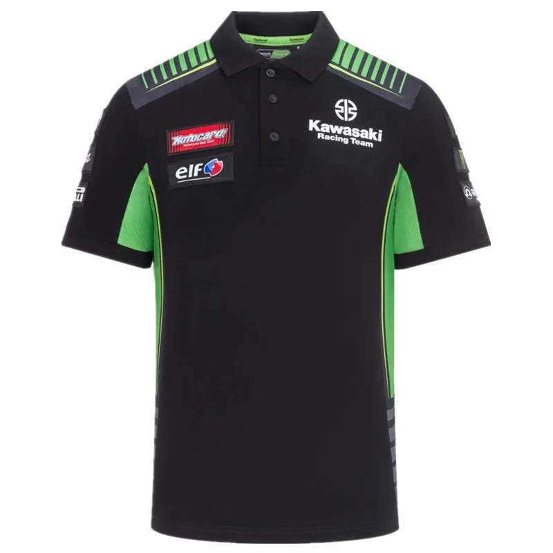 New Moto GP Motocross Motorcycle Polo shirts for kawasaki Racing Team Motorbike men short sleeve casual T shirt black/green