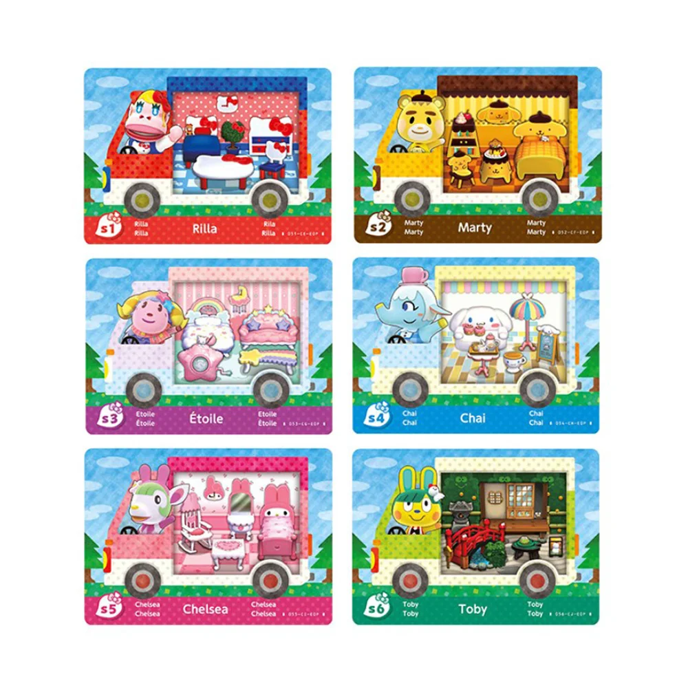 Sanrioed-Juego de tarjetas de S1-S6 completo, lote de 6 tarjetas de Animal Crossing Sanrioed Amxxbo, Ntag215 Tag, NFC, para NS Switch de felpa