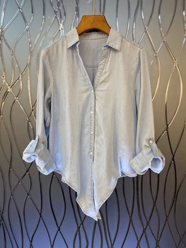 

2020 Early Autumn New Women's Lapel Solid Color Decorative Long Sleeve All-match Button Shirt 904