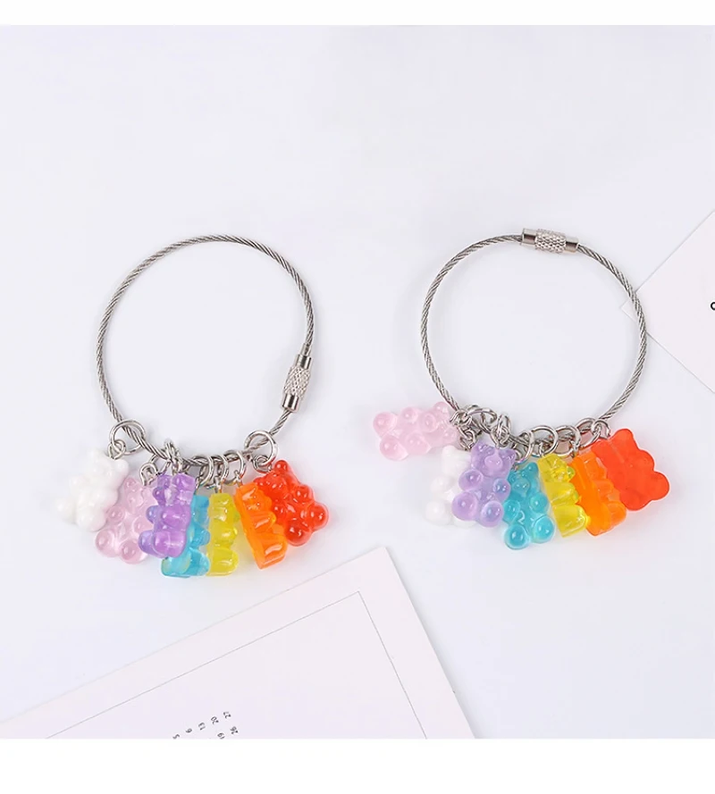 1 аппликации Gummy Bear брелок из нержавеющей стали цветной карамельный цвет животное наушники крышка подвеска Подвески Смола брелок подарок для девочки