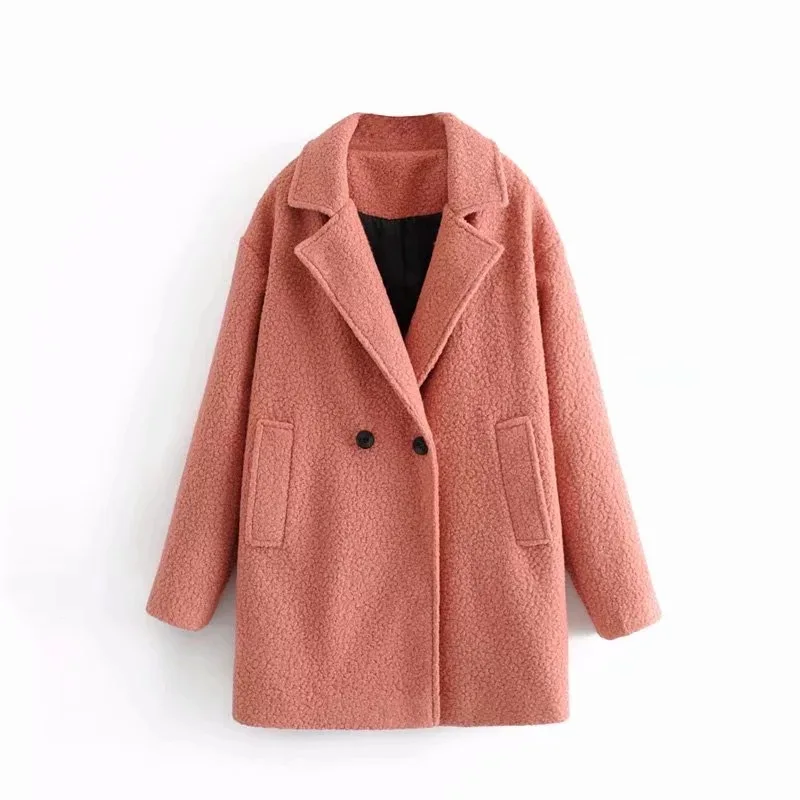 

WOMEN'S Dress Two-Button Middle Long Coat Western Style Profile Slimming Fold-down Collar Woolen Coat