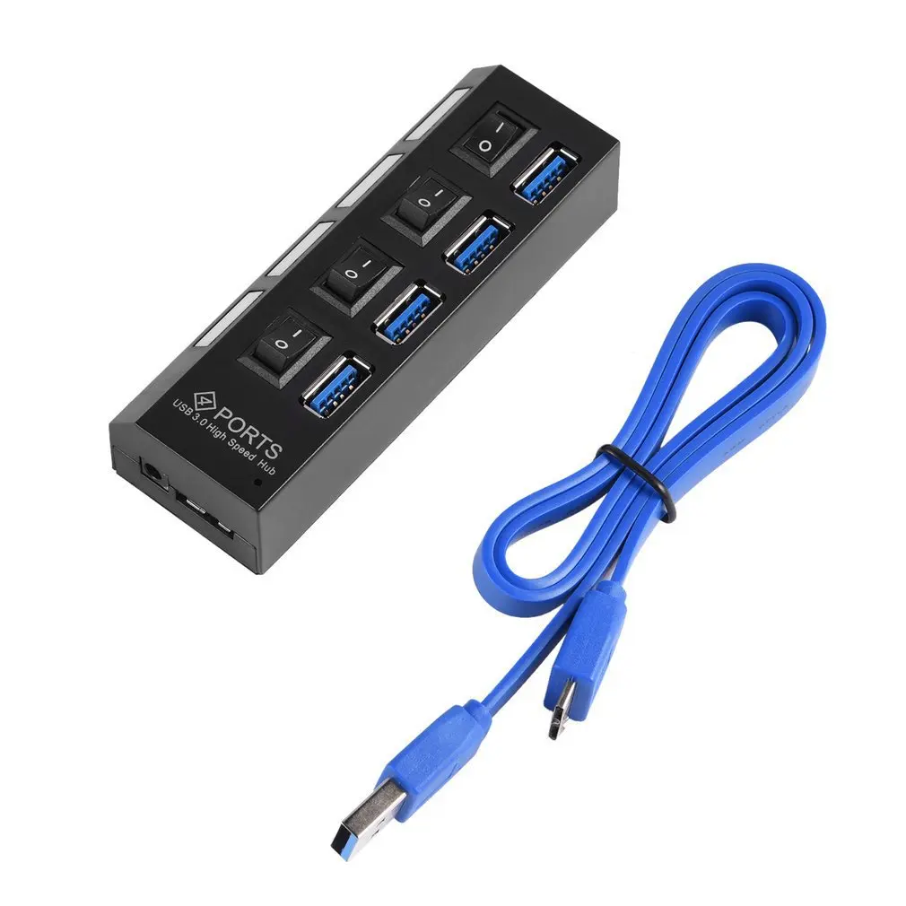 

4 Ports USB 3.0 Hub Super Speed 5gbps with On/off Switch for Windows for Mac OS for Linux PC Laptop Black EU TB0@3401 Stock 2-4