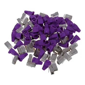 

50 Pcs Metal Shielded 8P8C RJ45 Plug End Network Connectors w Boots Cover