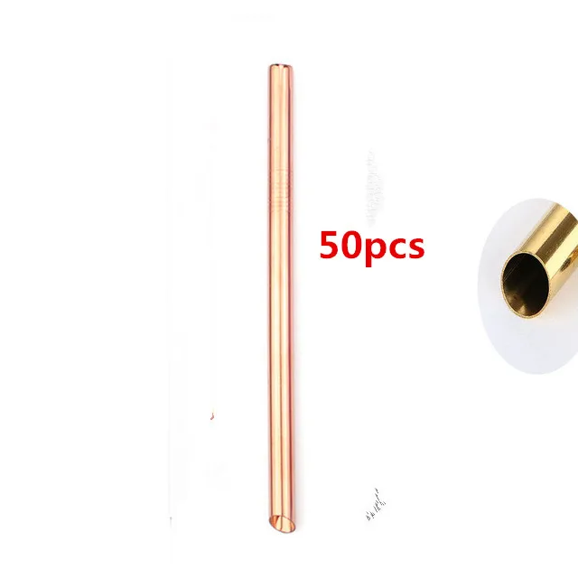 Rose pointed 50 шт многоразовая широкая металлическая соломинка с острым концом из нержавеющей стали 12 мм остроконечные наконечники Питьевая соломинка жемчужный молочный коктейль пузырьковый чайный пакетик - Цвет: Rose pointed
