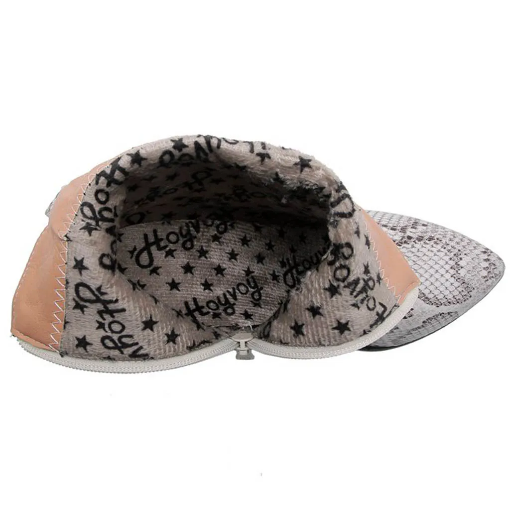 Ковбойские ботинки на высоком каблуке для женщин сезон осень зима массивном с