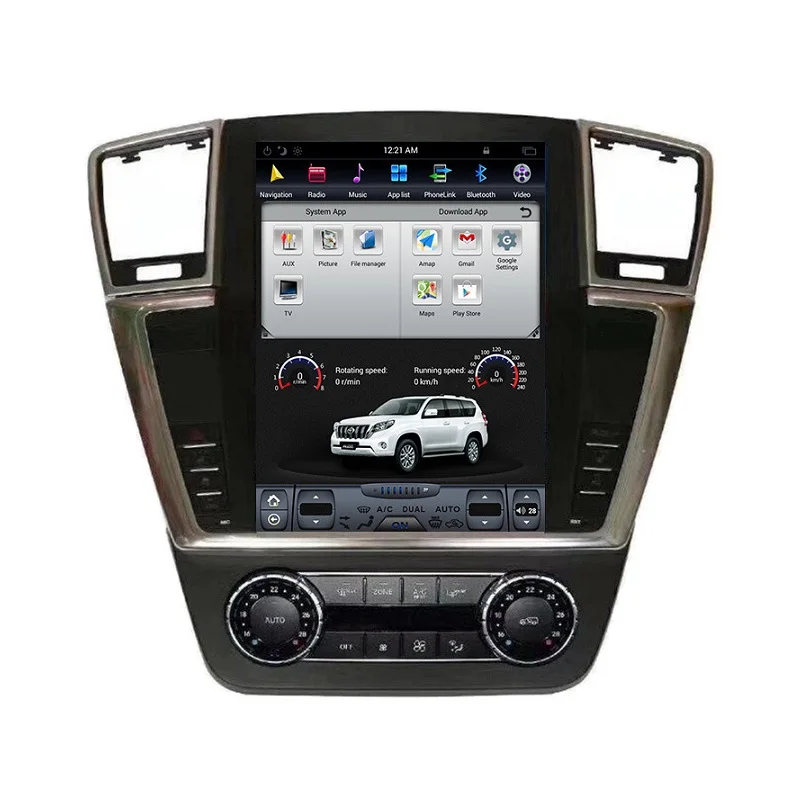 ML/GL автомагнитола 1 Din Android 7,1 четырехъядерный 2+ 32G Tesla 12,1 дюймов навигационный мультимедийный автомобиль для Benz ML/GL