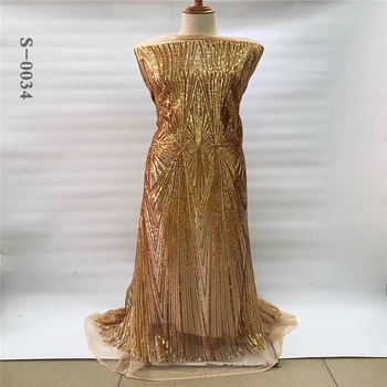

2020 High Quality Red Sequins Lace Fabrics African Lace Fabric French Tulle Lace Fabric Sequins For Women Evening Dress Party