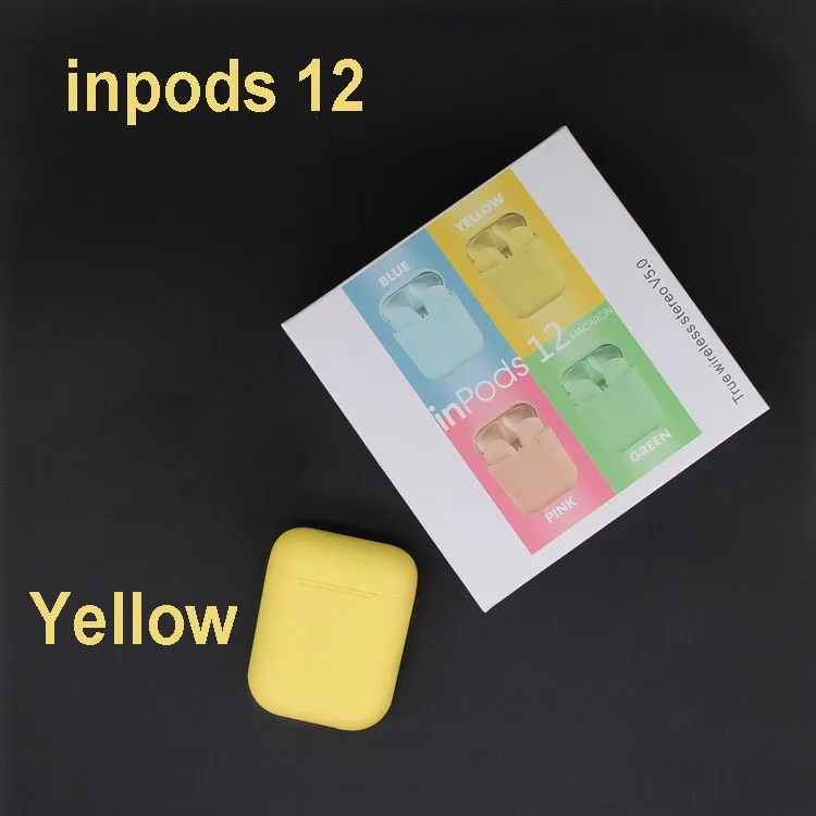 Inpods 12 наушники i7s i9s i11 i12 Tws беспроводные Bluetooth наушники гарнитура Прямая поставка - Цвет: Matte Yellow