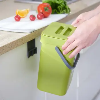 

3/5L Wall Mounted Folding Waste Bin Kitchen Cabinet Door Garbage Car Storage Trash Bin Trash Hanging Accessories Kitchen