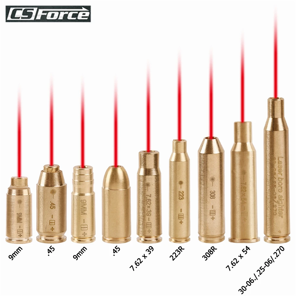

Red Dot Laser Brass Boresighter CAL .223/5.56/9mm/308/7.62/.45/30-06 Cartridge Boresight for Rifle Scope Hunting Gun Accessories