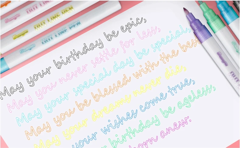 Haile 12 Farbe 0,7mm Dreamline Doppel Linien Kontur Kunst Marker Stift Highlighter Skizzieren Tagebuch Scrapbooking Kinder Weihnachten Geschenk – Detail 5