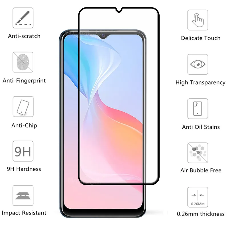 4-in-1 For Vivo Y21 Glass For Vivo Y21 Tempered Glass Film Full Glue 9H Screen Protector For Vivo Y21T Y21S Y33S Y21 Lens Glass best phone screen protector