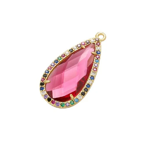 ZHUKOU 14x28 мм Высокое качество ожерелье с каплевидными кристаллами кулон для женщин ожерелье серьги ювелирные изделия изготовление аксессуаров Модель: VD523 - Окраска металла: rose pink