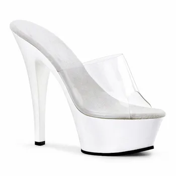 

Summer sexy transparent ultra high heel thin with Europe and the United States night club show sky high women's shoes