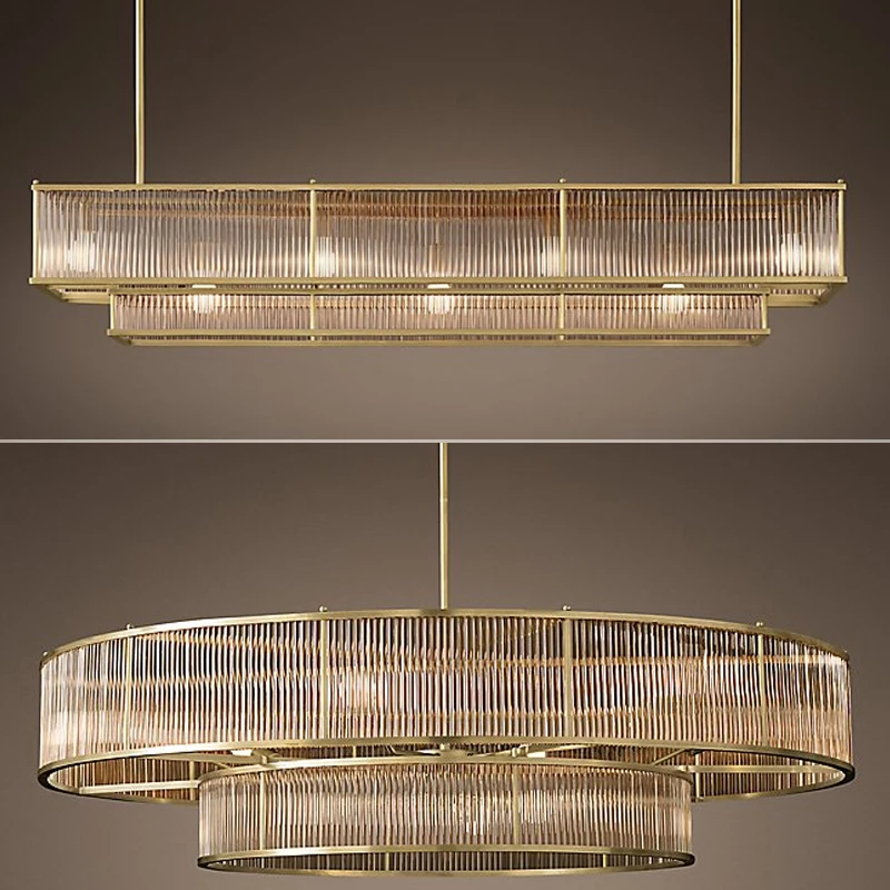 E14 LED Retro American Copper Golden Round Linear Pendant Lights.Pendant Light Suspension Luminaire Lampen For Dinning Room 1