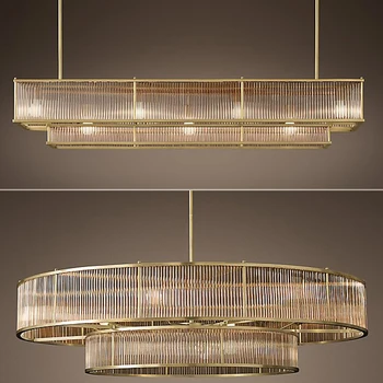 E14 LED Retro American Copper Golden Round Linear Pendant Lights.Pendant Light Suspension Luminaire Lampen For Dinning Room 1