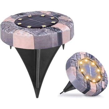 

Solar Ground Lights Outdoor LED Slate Look Disk Solar Light,In-Ground Lights for Pathway Landscape Walkway Garden Lawn