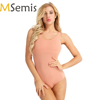 

Women Ballerina Ballet Dance Leotard Nude Adult Sleeveless Built In Shelf Bra Profession Gymnastics Leotard Bodysuit Dancewear