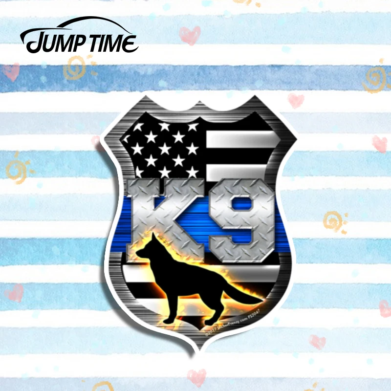 Прыгать время 13 см x 9 7 тонкая Голубая линия щит &quotK9 собака&quot флаг Стикеры