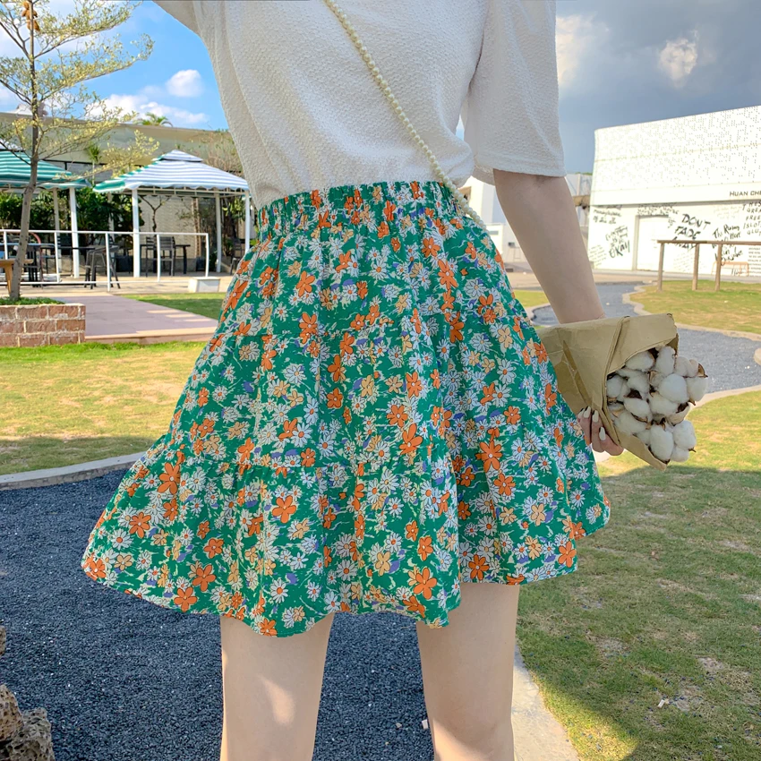 Faldas pequeñas de Flores rotas, novedad de faldas de gasa, pantalones, Falda plisada de cintura alta, falda con volantes para niña| Faldas| - AliExpress