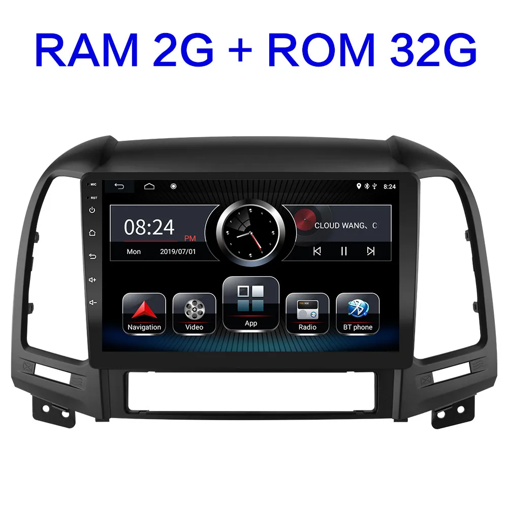 2G ram Android 9,0 Автомобильный мультимедийный видео плеер для hyundai Santa Fe 2006 2007 2008 2009 2010 2011 2012 автомобильный Радио gps навигация - Цвет: 2G-32G