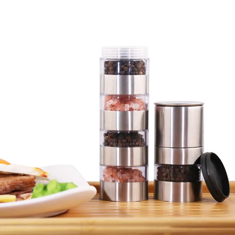 

Seasoning Box Set Stainless Steel Odorless 100% Safe Grinding Function Seasoning Jar Dustproof Can For Home Camping Picnic BBQ