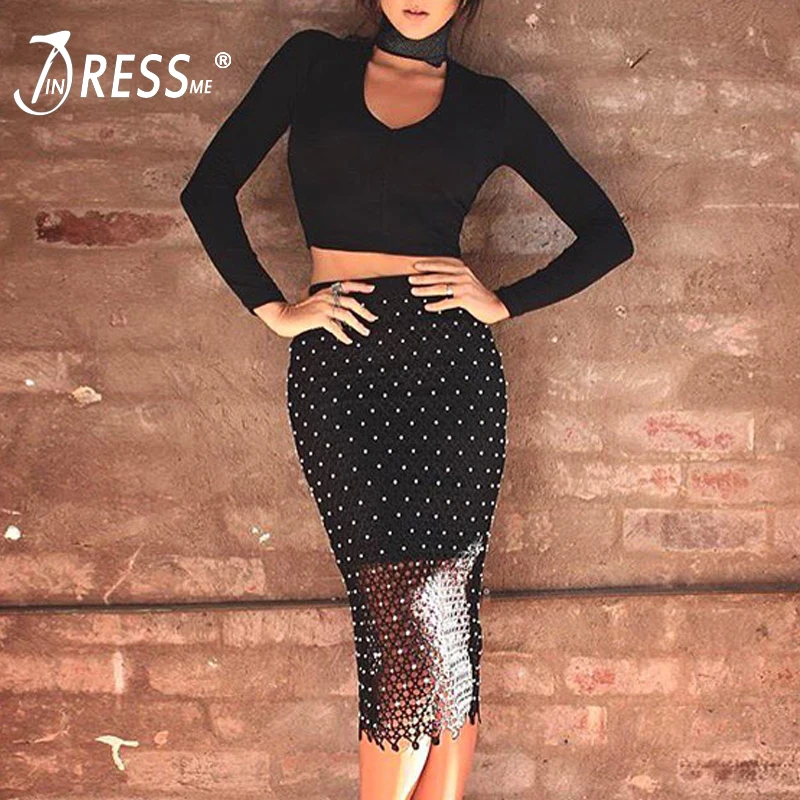 Сексуальный женский комплект из 2 предметов INDRESSME облегающий топ с круглым