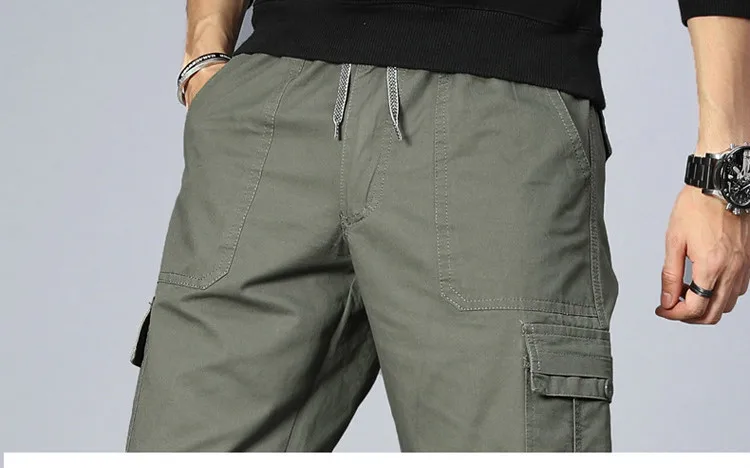 5XL большой размер мужские Мульти-карманные брюки карго на открытом воздухе Пешие прогулки спортивные хлопковые дышащие износостойкие свободные прямые комбинезоны брюки