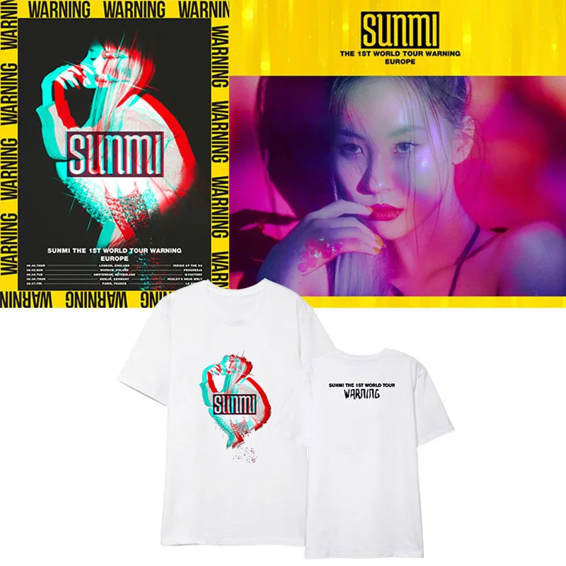 Новое поступление футболка с принтом Kpop Sunmi 1-го мирового турнира предупреждающая