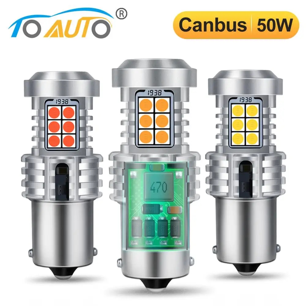 2 шт. Canbus 50 Вт BA15S P21W 1156 BAU15S PY21W светодиодные лампы без Hyper Flash с чипом 20SMD 3030 ошибок