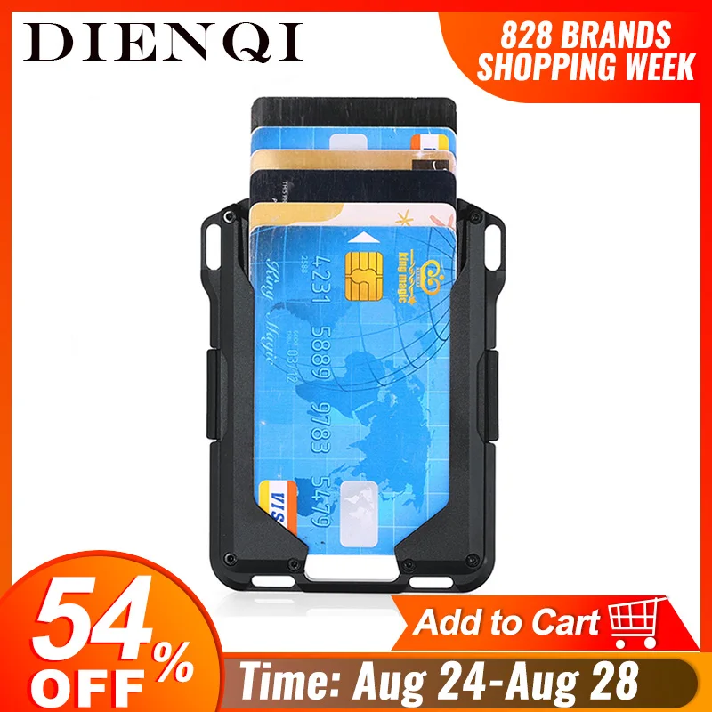 

DIENQI Rfid Metal Credit Card Holder Pack Men Wallets Business Bank Cardholder Case Aluminium Steel Minimalist Wallet Nederlands
