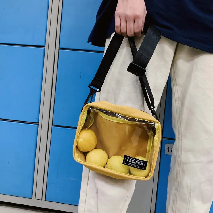 Холщовая Сумка женская новая стильная повседневная универсальная прозрачная квадратная сумка на бретельках в Корейском стиле модная сумка через плечо из ПВХ