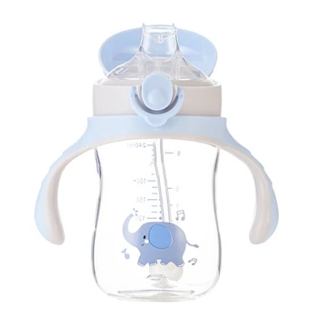 

240ML Children Cartoon Wide Caliber Duckbill Cup Baby Learning Drinking Cup With Handle Kids Bottle