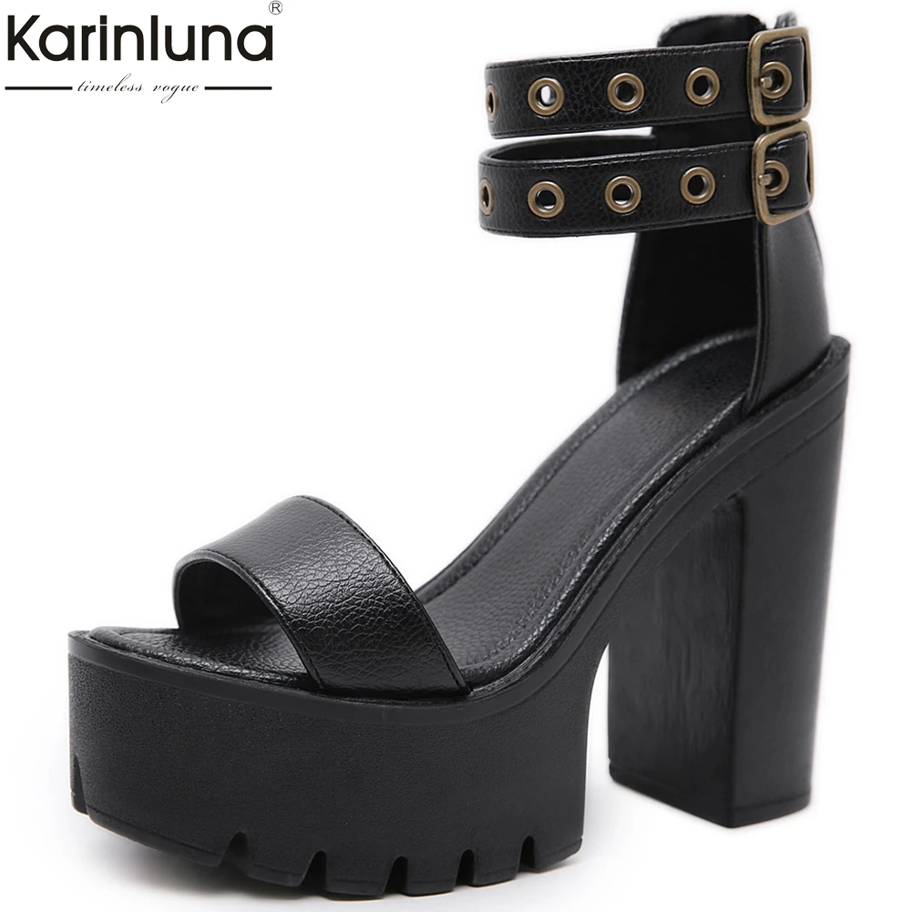 

Women's Brand Design 2019 TOP quality Chunky High Heels Summer Shoes Woman Sandals Platform Party Sandals Women Shoes