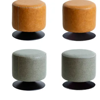 

Rotating round stool home living room leather pier sofa stool makeup vanity stool shoe changing stool