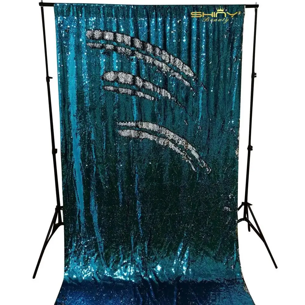Sequin Backdrop 4FTx6FT Red Glitter Backdrop Mermaid Reversible Sequin Fabric Photo Booth Backdrop-M0926 - Цвет: Turquoise to Silver