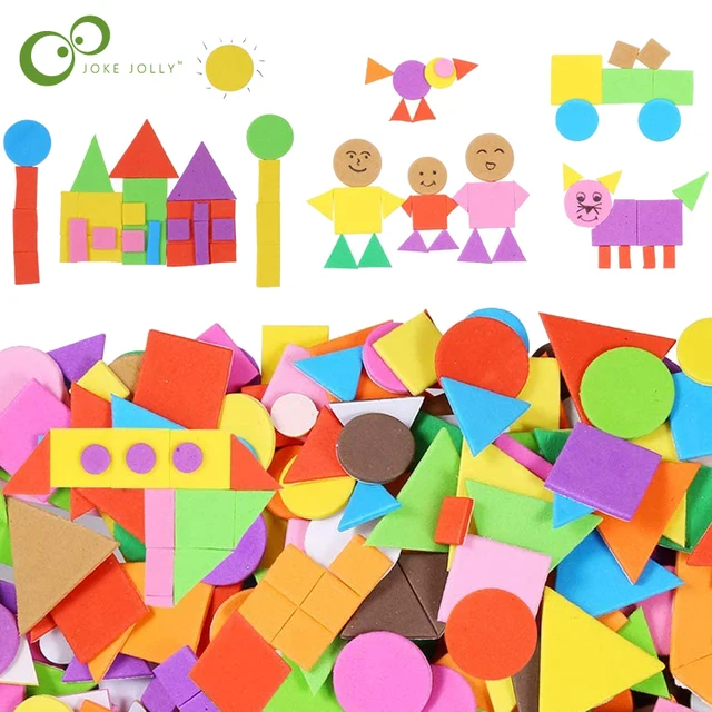 150/300/600pcs Foam Stickers Geometry Puzzle Self-Adhesive EVA Stickers Children Education DIY Toys Crafts Arts Making Gift ZXH 1