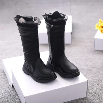 

Winter Children Shoes Warm Girls Boots Solid Color Fashion Kids Knee-high Long Boots Lace Rhinestone Girls Princess Shoes SL025